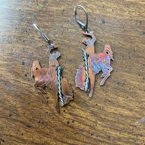 Melinda Horn bucking horse cooper earrings
